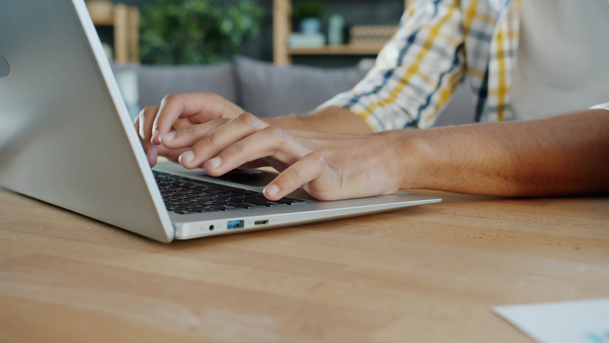 Software developer typing at a keyboard