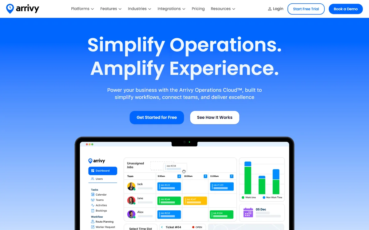 Arrivy homepage screenshot