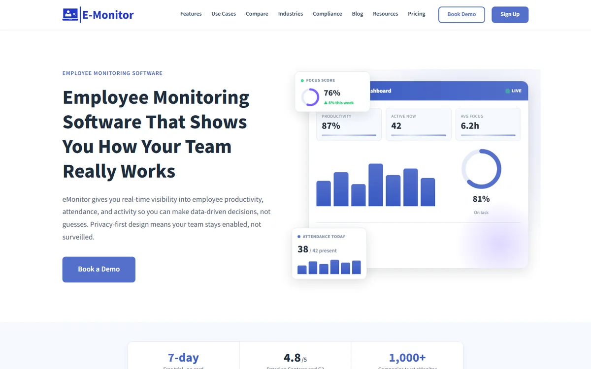 E-Monitor homepage screenshot