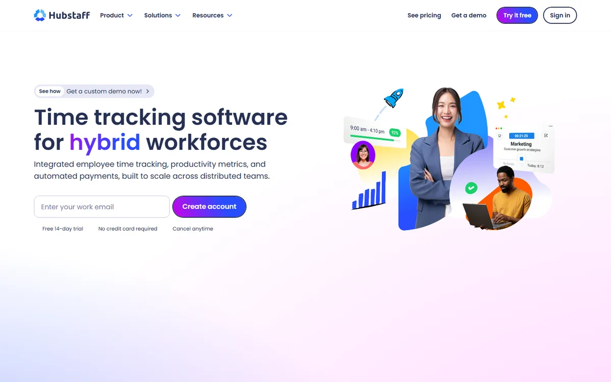 Hubstaff homepage screenshot